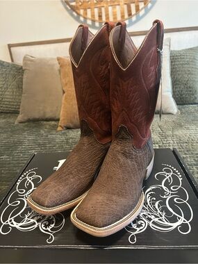 Black Jack Men's Chocolate Hippo Cowboy Boots - Brown Two-Tone Leather.